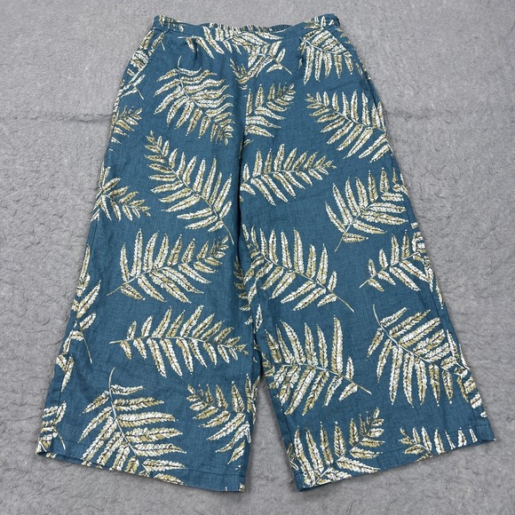 Seasalt Cornwall Pants - Seasalt Cornwall Pants Women's 12 Blue Linen Culottes Fern AOP Wide Leg Cropped